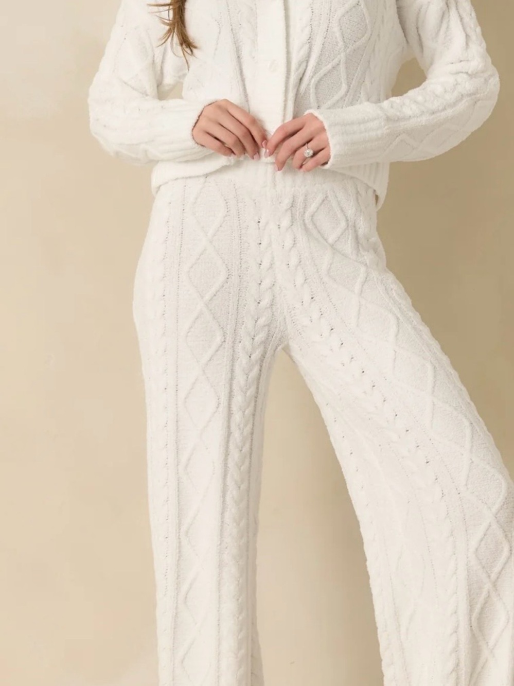Z Supply Cozy Cable Knit Wide-Leg Pants - ivory - Picture 4 of 5